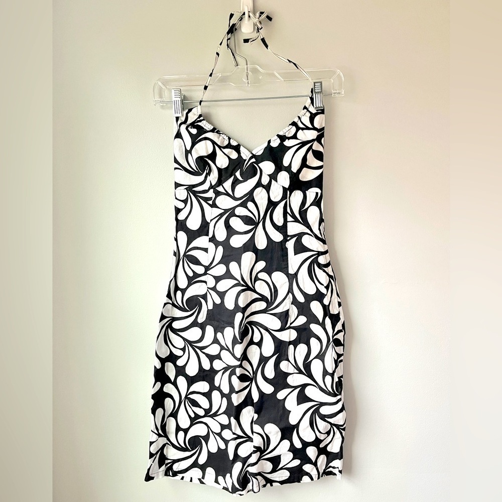 H&M Y2K Cinched v-Neck Neck Empire Waist Halter Mini Dress